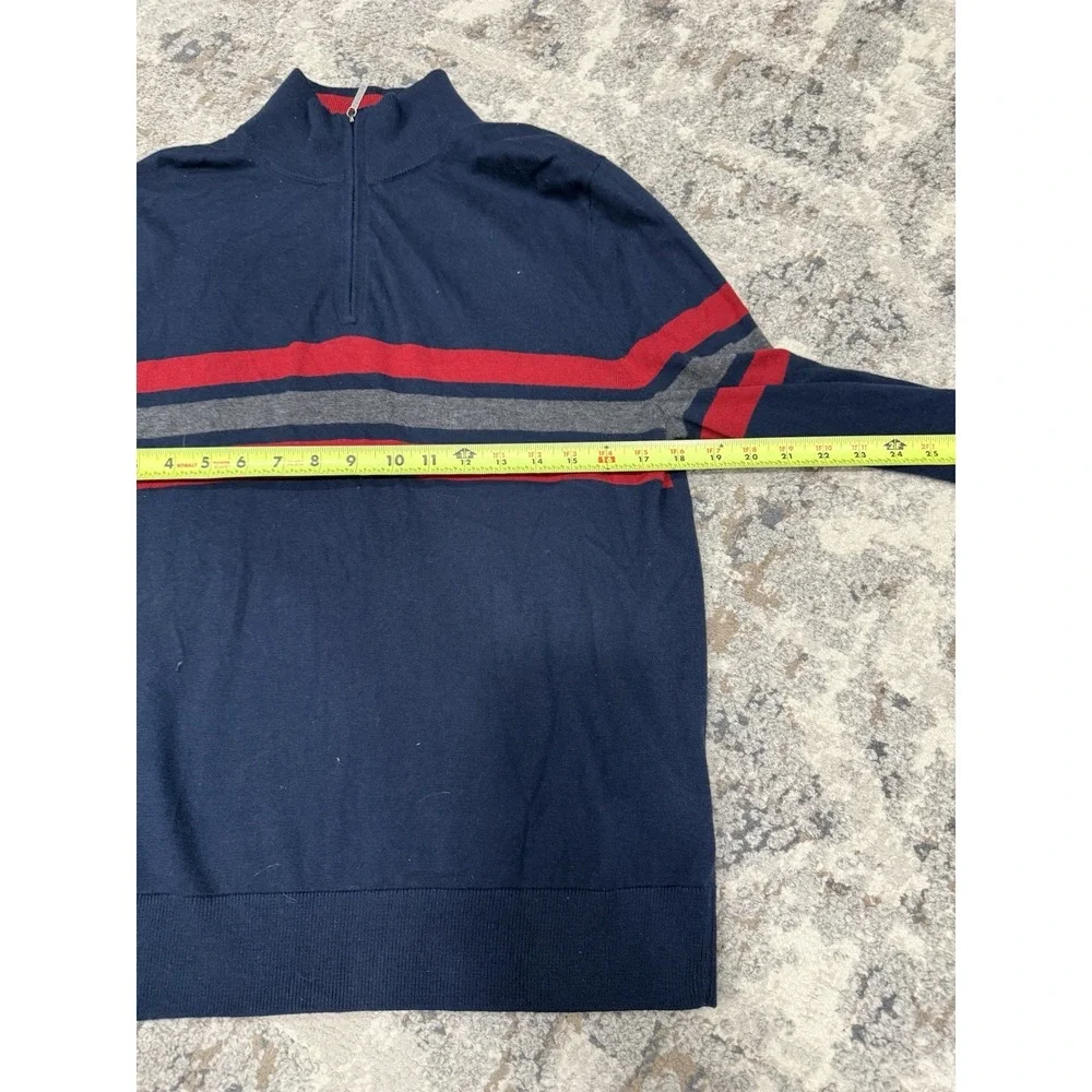 Brooks Brothers Wool Blend‎ 1/4 Zip Mock Neck Sweater Men's L Gray Stripes